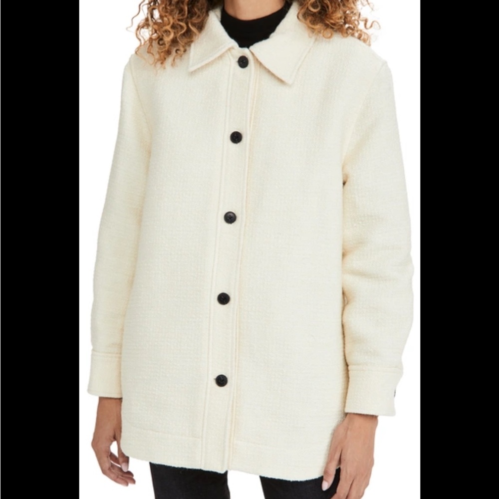 🆕Club Monaco Quilted Boucle Shirt Jacket | Egret | Size XL —BNWT - Picture 2 of 11